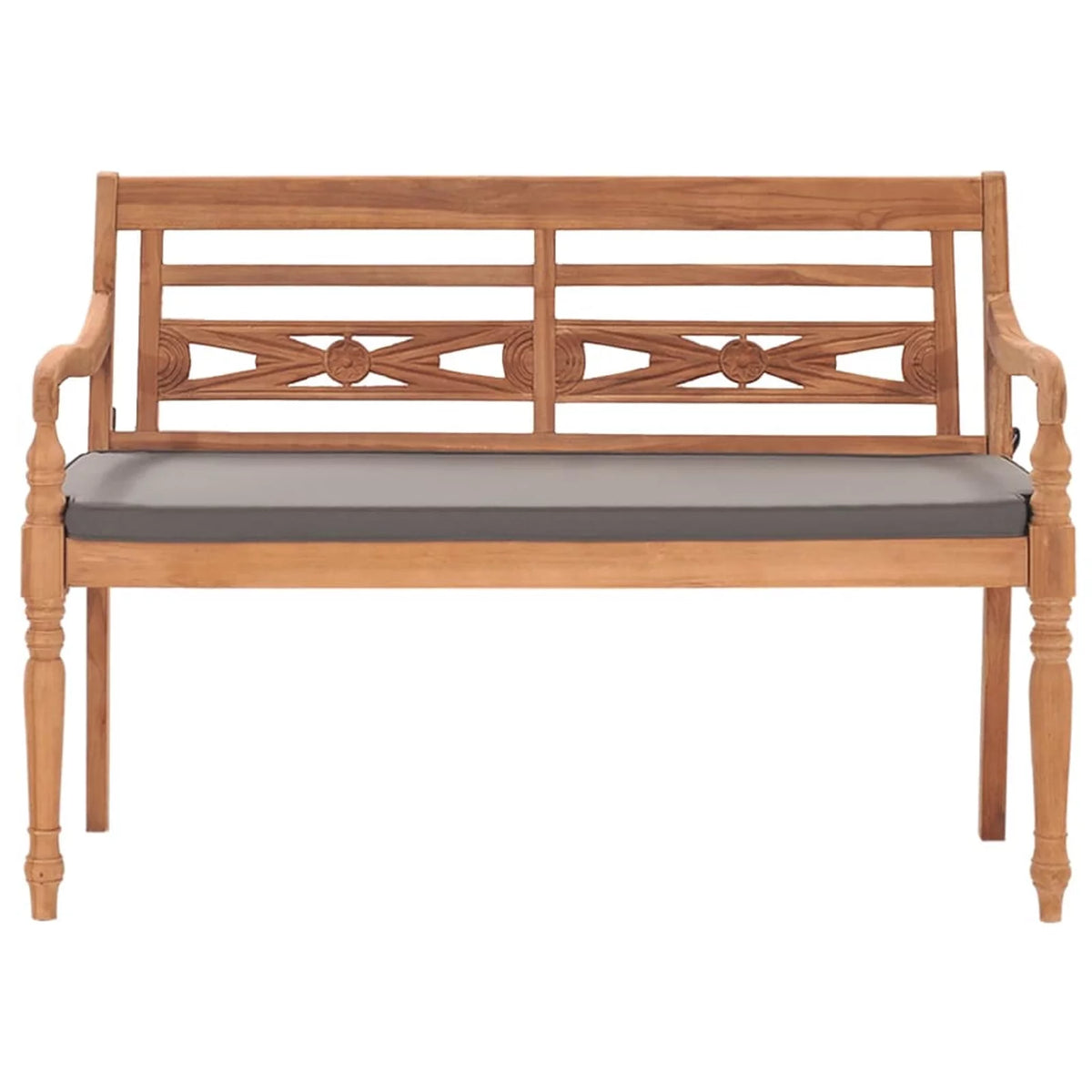 Teak Wood Garden Bench with Dark Gray Cushion O564
