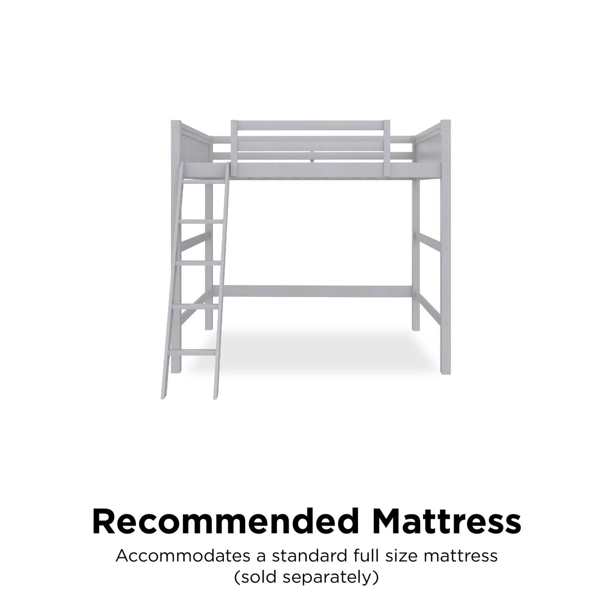 Full Size Loft Bed with Ladder, Gray L181