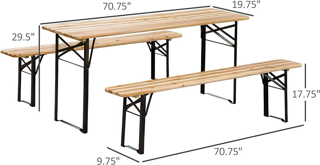 6' Portable Wooden Picnic Table and Bench Set V144543