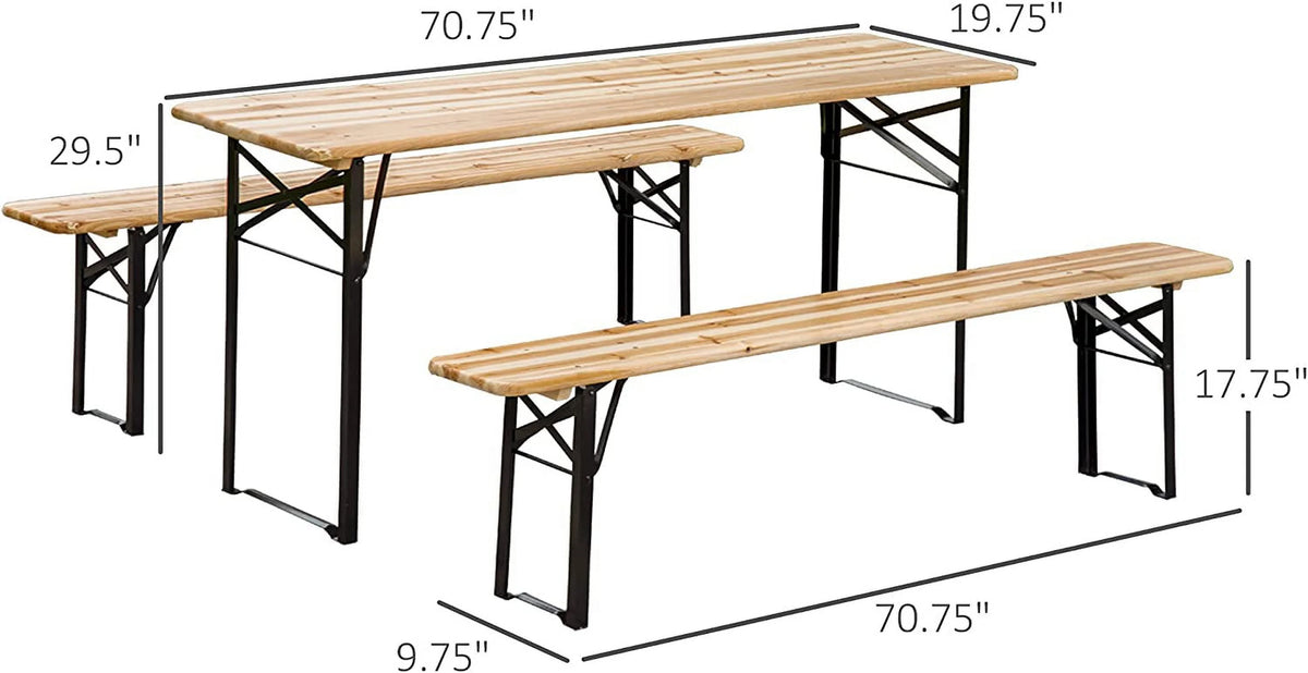 6' Portable Wooden Picnic Table and Bench Set V144543