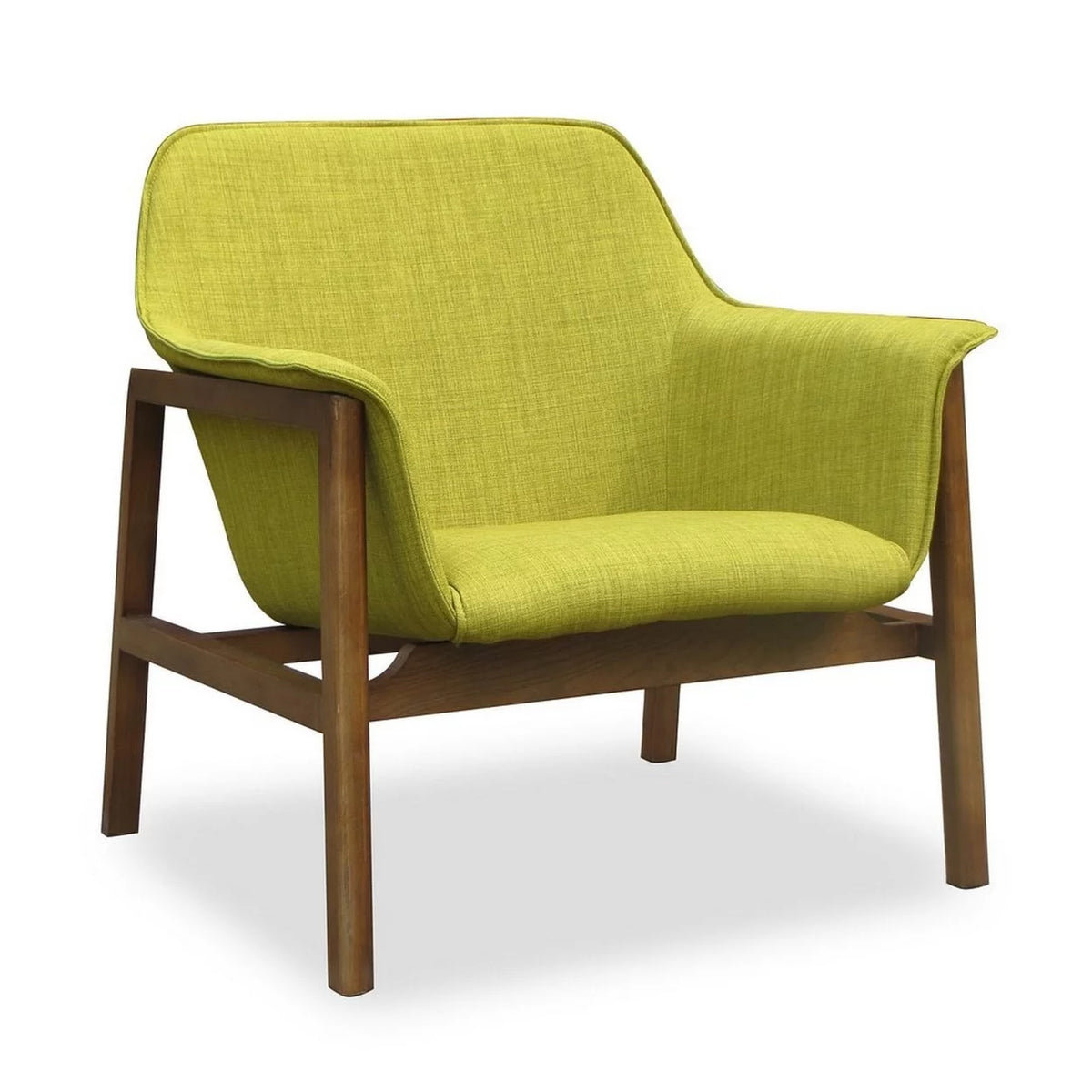 Green and Walnut Linen Weave Accent Chair F510