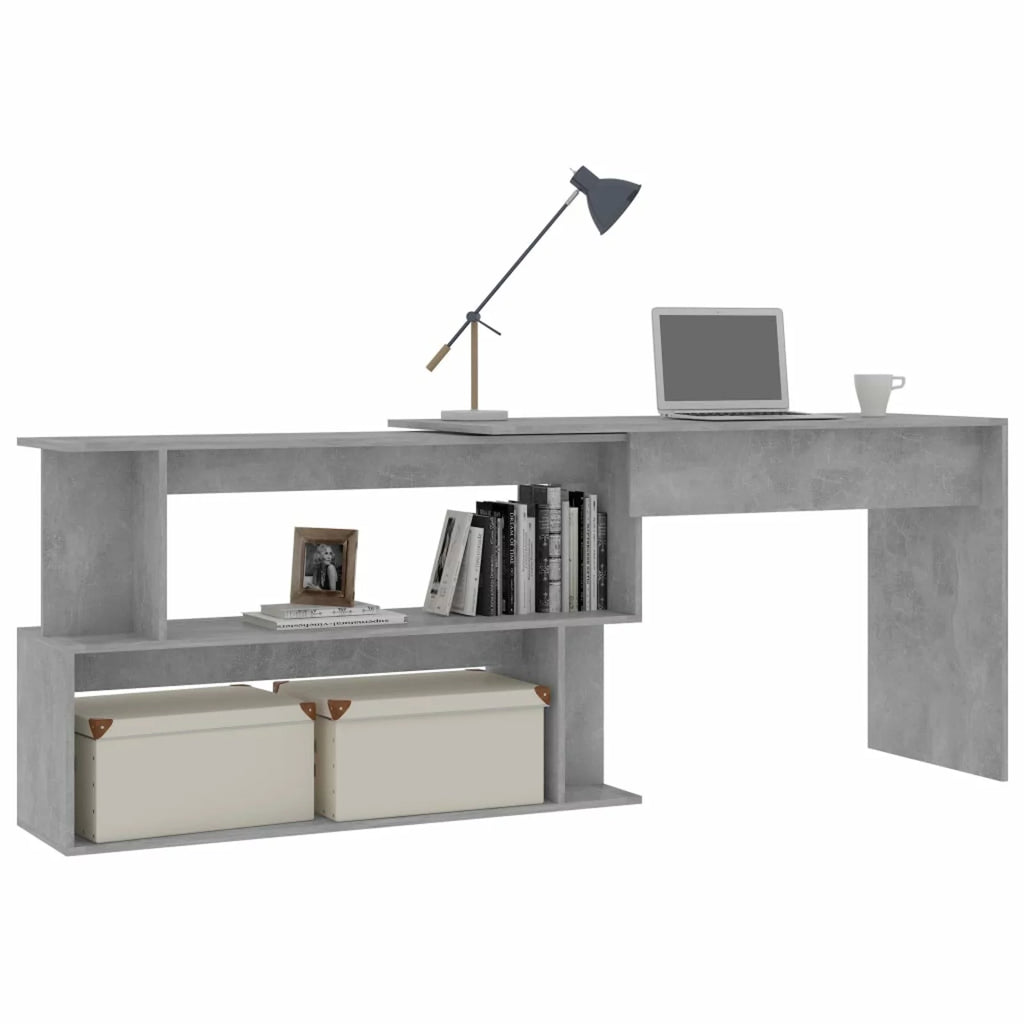Concrete Gray Engineered Wood Corner Desk L94302