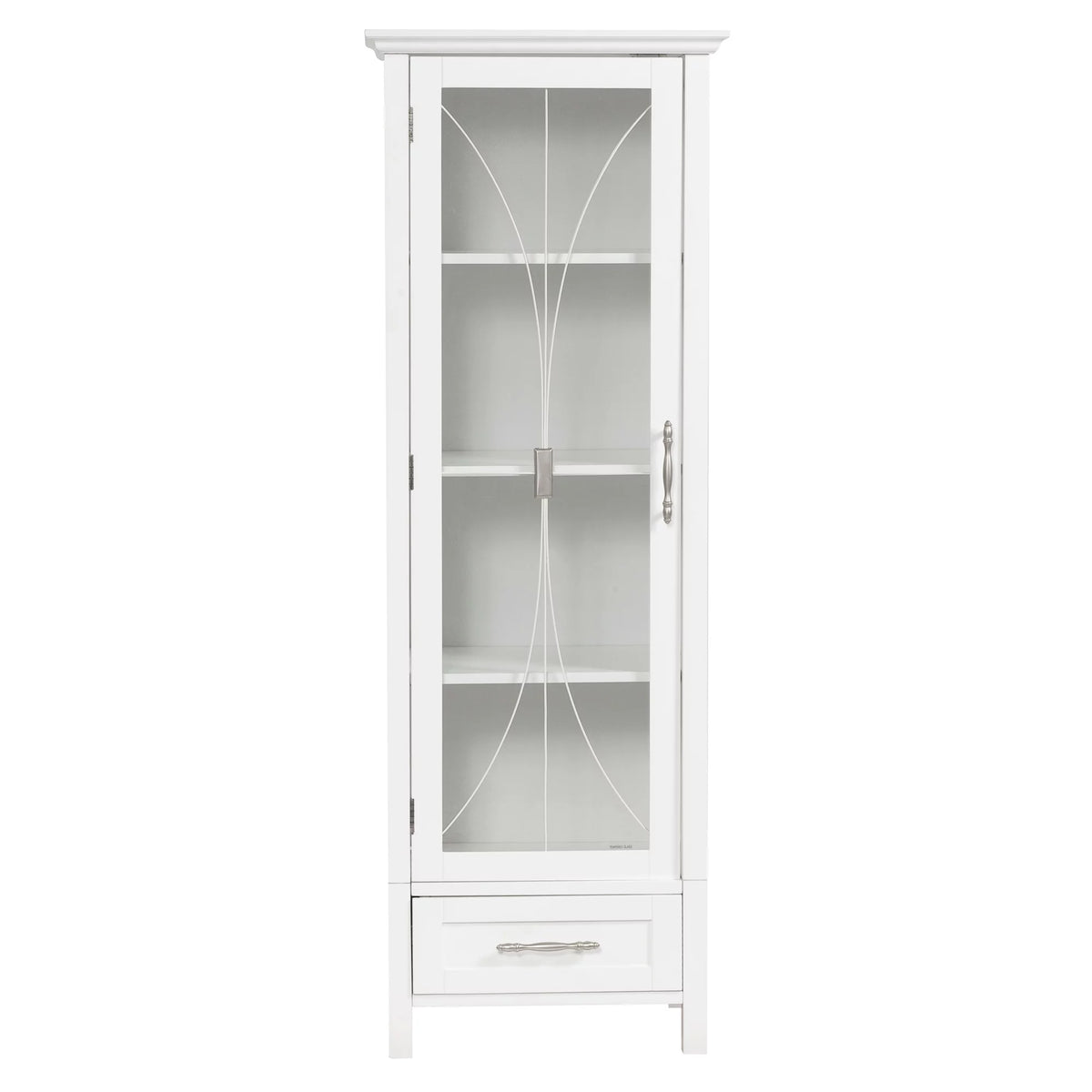 White Wooden Linen Cabinet with Drawer T59739