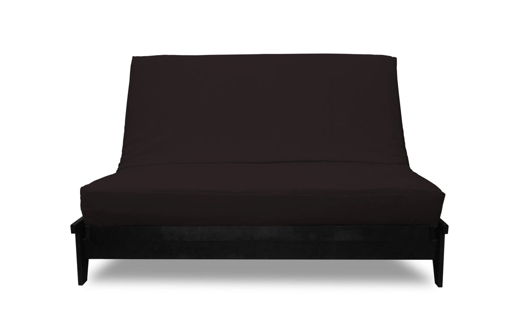 Solid Black Chenille Texture Polyester Futon Cover Twin Split Size N74140