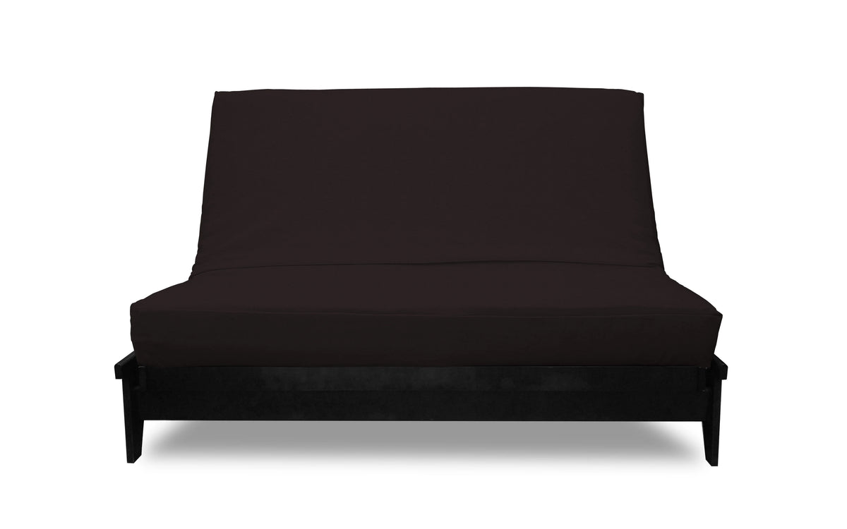 Solid Black Chenille Texture Polyester Futon Cover Twin Split Size N74140