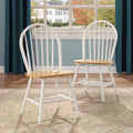 White and Oak Solid Wood Dining Chairs Set of 2 B43175