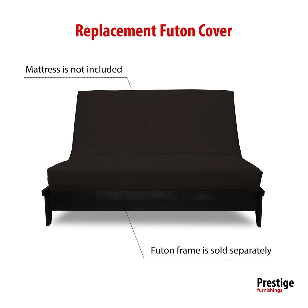 Solid Black Chenille Texture Polyester Futon Cover Twin Split Size N74140