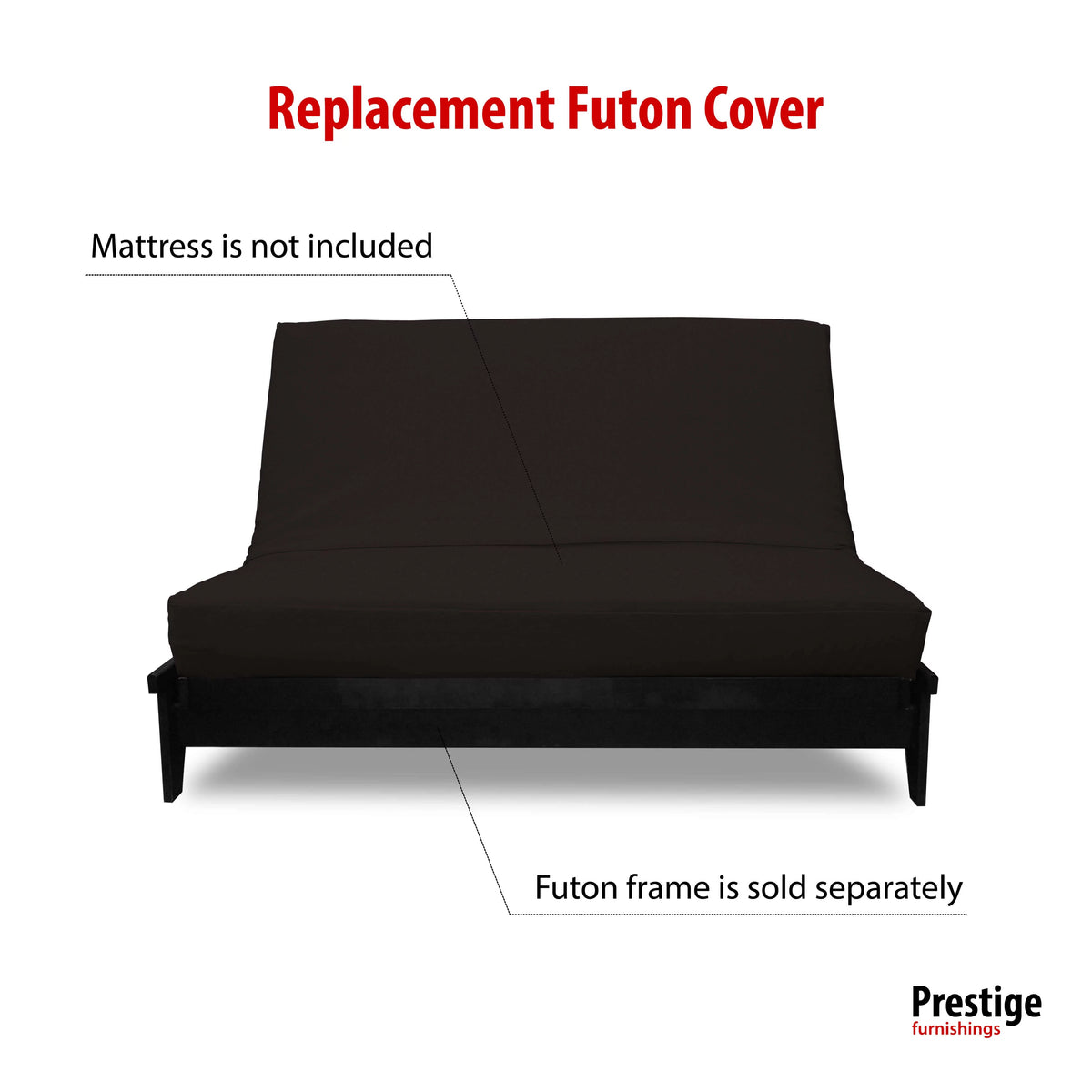 Solid Black Chenille Texture Polyester Futon Cover Twin Split Size N74140