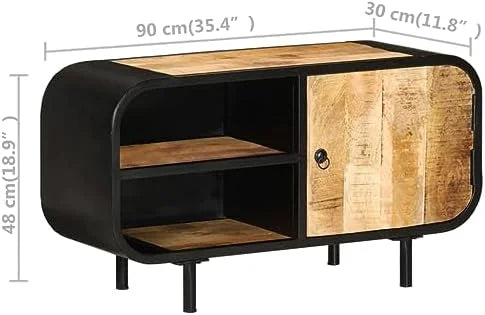 Vintage Rough Mango Wood TV Stand Cabinet with Shelves U388