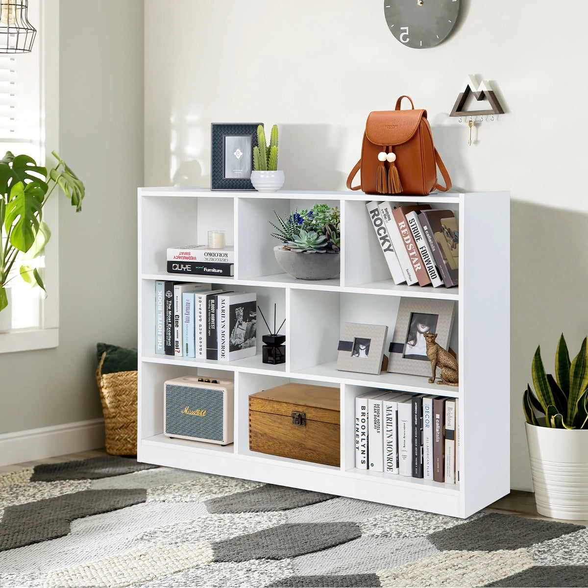 White 3-tier 8-Cube Floor Standing Storage Bookcase M660