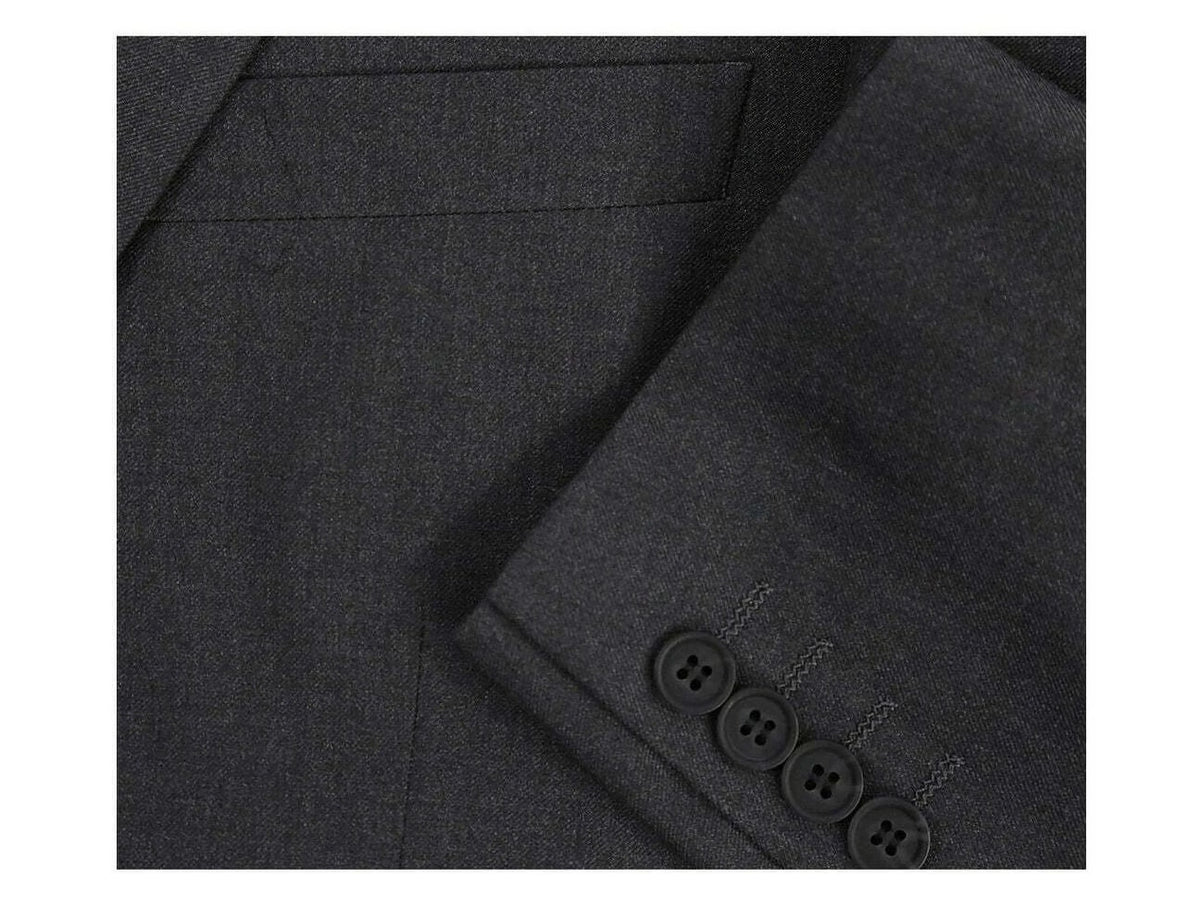 Charcoal Gray Solid Two Button Slim Fit Suit N379643