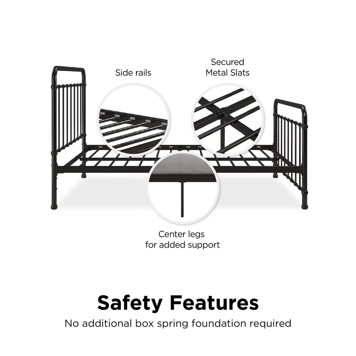 Black Full Metal Bed V37631