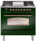 36 Dual Fuel Propane Gas Range Emerald Green Brass Trim V93567