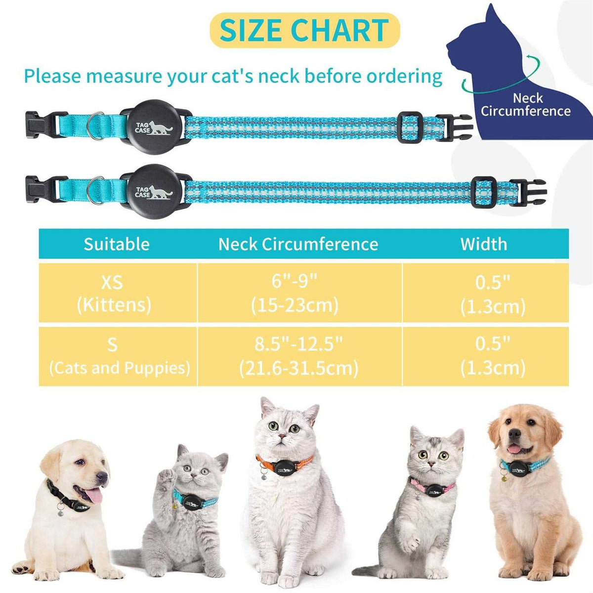 Reflective Cat Collar with Airtag Holder Q1624