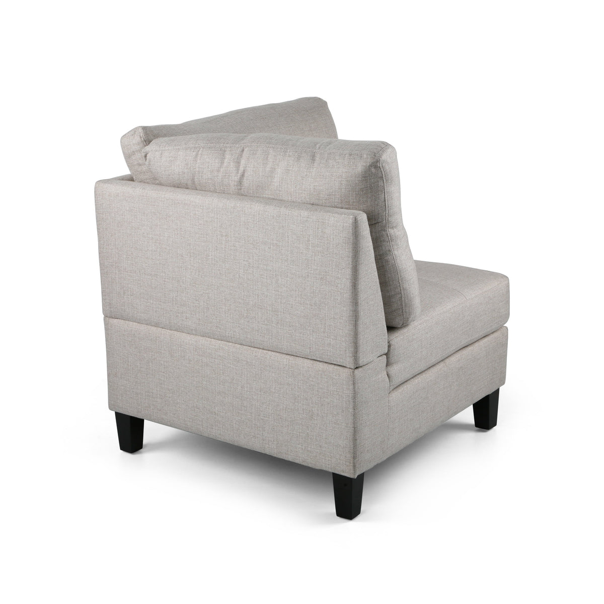 Beige and Dark Brown Fabric Sectional Sofa with Ottoman L624
