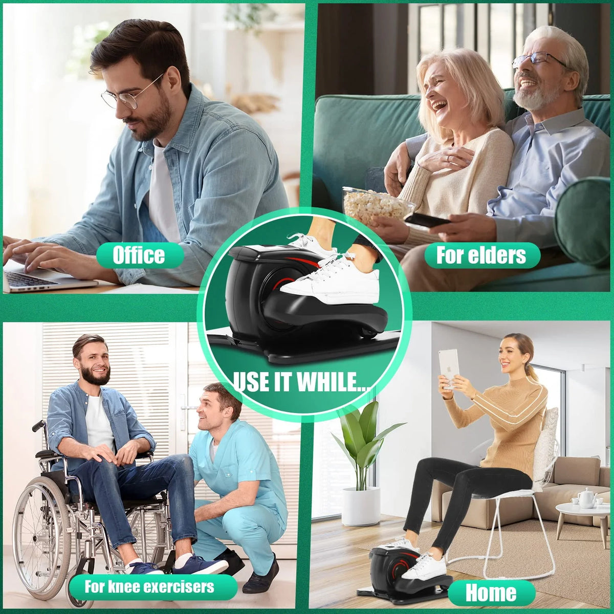 Under Desk Elliptical Machine Seated Pedal Exerciser with LCD Display W773