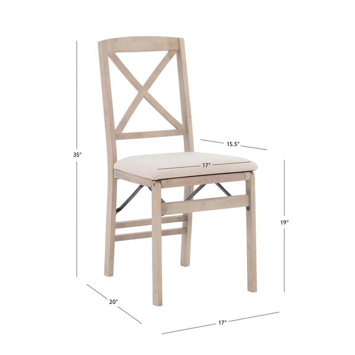 Set of Two Graywash Wood Folding Chairs T230
