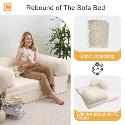 Beige Queen Folding Sofa Bed W389