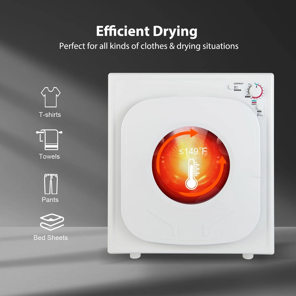 1500W Compact Electric Laundry Dryer Stainless Steel 13.2 lbs H74973
