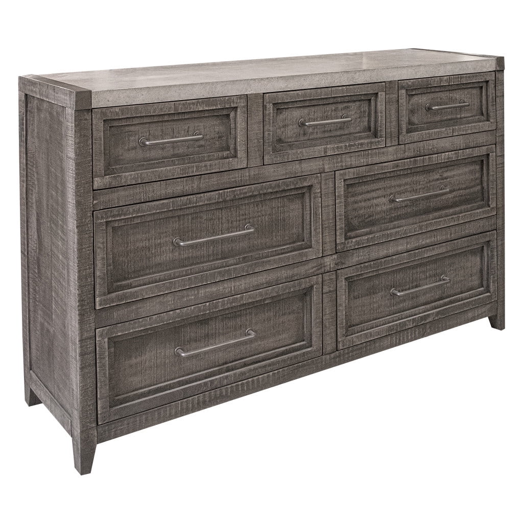 Gray Solid Wood Seven Drawer Triple Dresser K81508