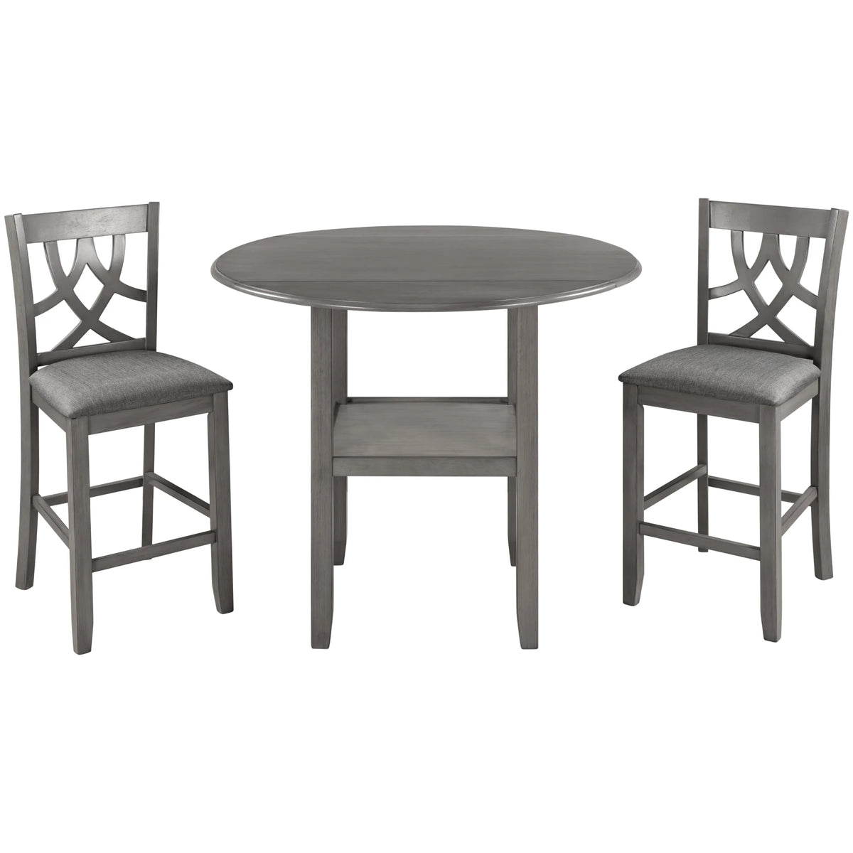 3 Piece Round Drop Leaf Dining Table Set with 2 Chairs N7237