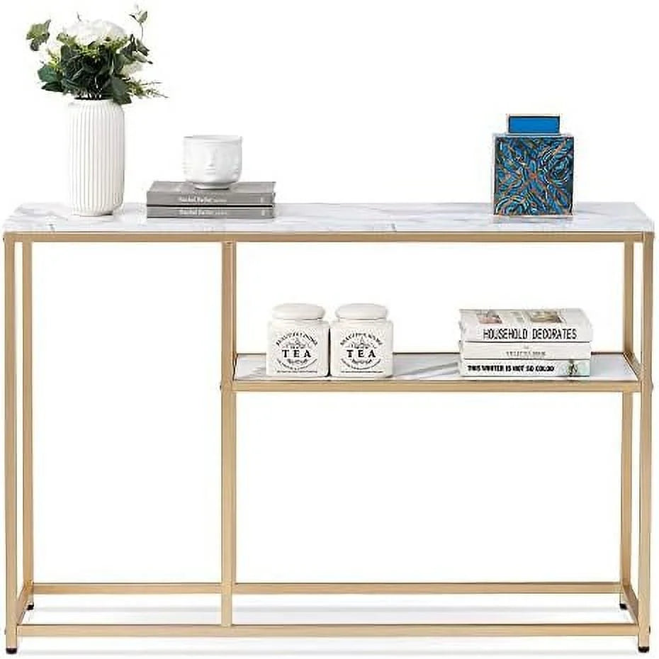 Narrow White Marble Console Table 47 inch Z86750