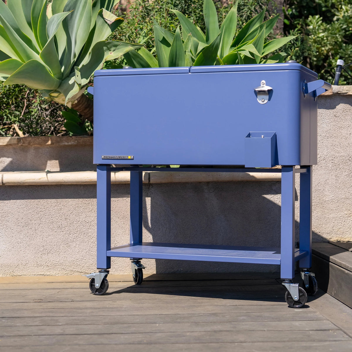 80-Qt Steel Rolling Patio Cooler with Removable Basin T1042