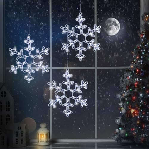 Battery Powered Snowflake Shaped LED Window Lights L2764