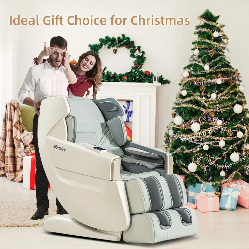 4D Full Body Zero Gravity Shiatsu Recliner with Heating White E726674
