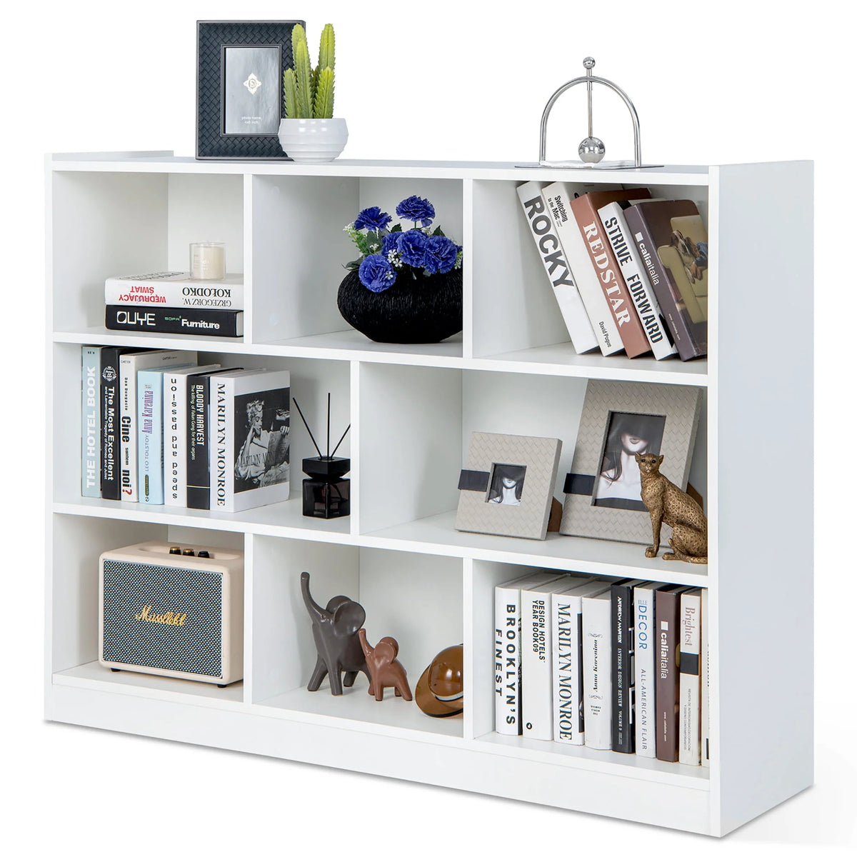 White 3-tier 8-Cube Floor Standing Storage Bookcase M660