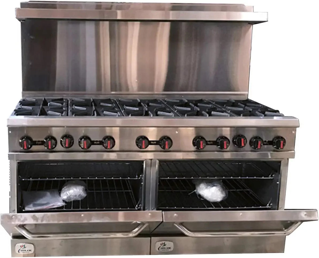 60"W 10 Burners 2 Ovens Commercial Range & Oven Natural Gas and Propane Stainless Steel 362000 BTU L670899