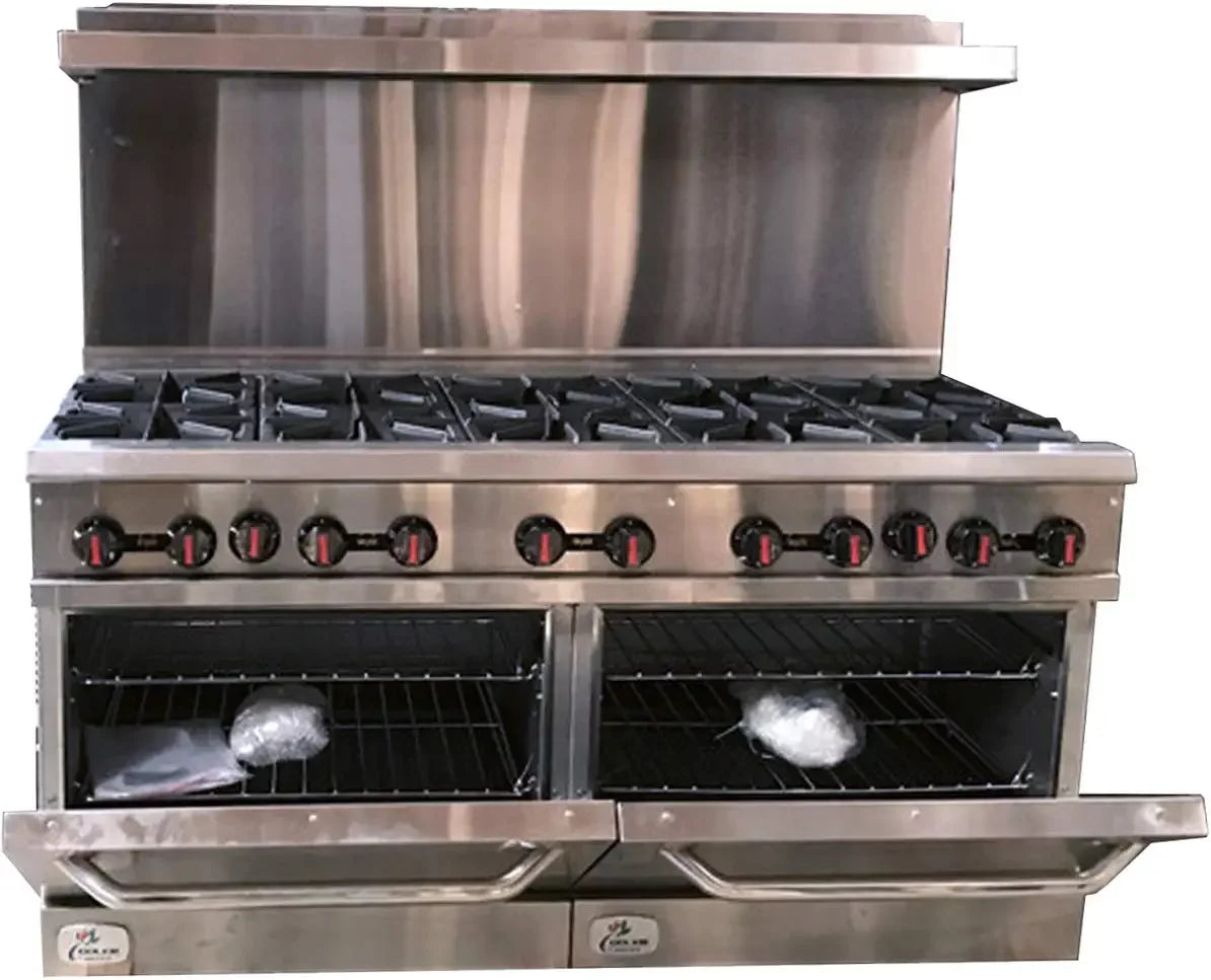 60"W 10 Burners 2 Ovens Commercial Range & Oven Natural Gas and Propane Stainless Steel 362000 BTU L670899