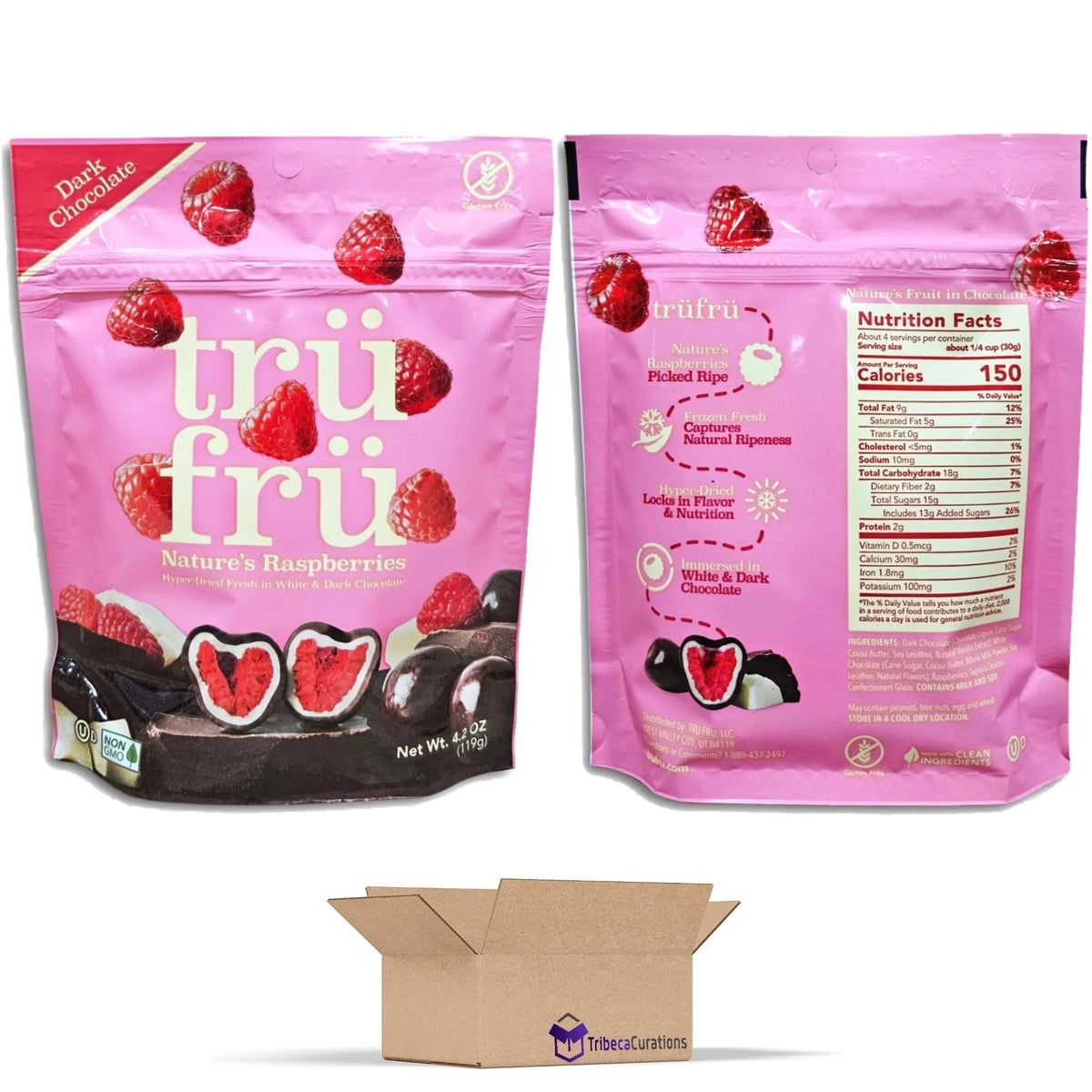 White & Dark Chocolate Covered Raspberries 4.2 Ounce Pack of 6 U149