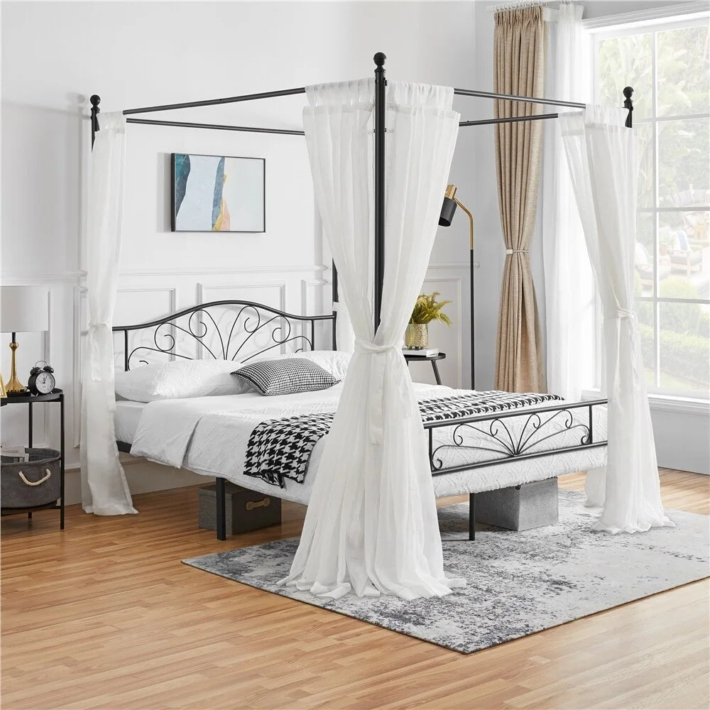 Metal Canopy Bed Frame with Arched Headboard Full Q826934