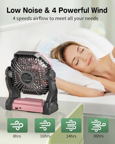 Portable Rechargeable Camping Fan with LED Lights K660567