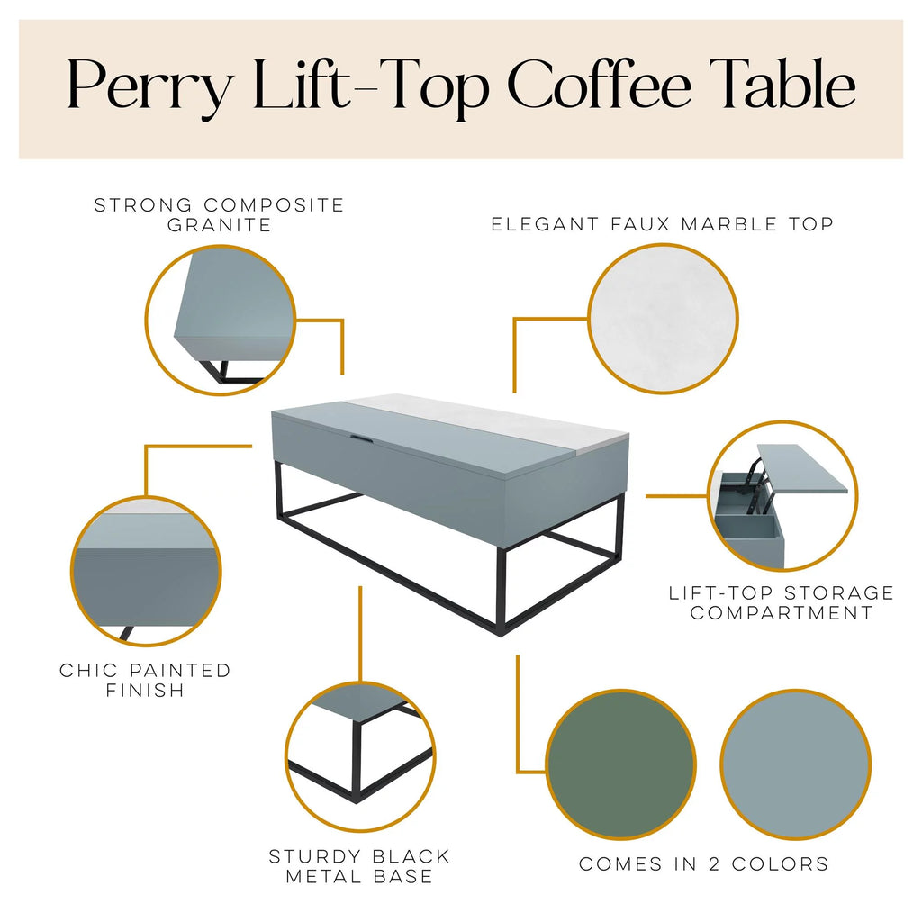Powder Blue Lift-Top Coffee Table W2893