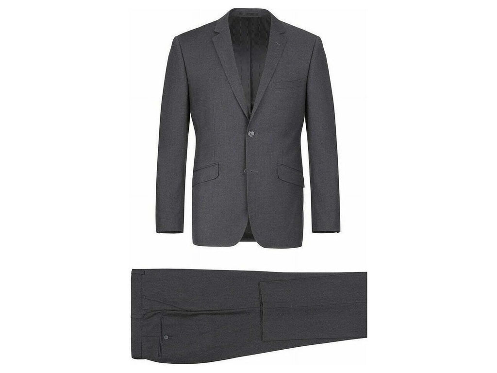 Charcoal Gray Solid Two Button Slim Fit Suit N379643