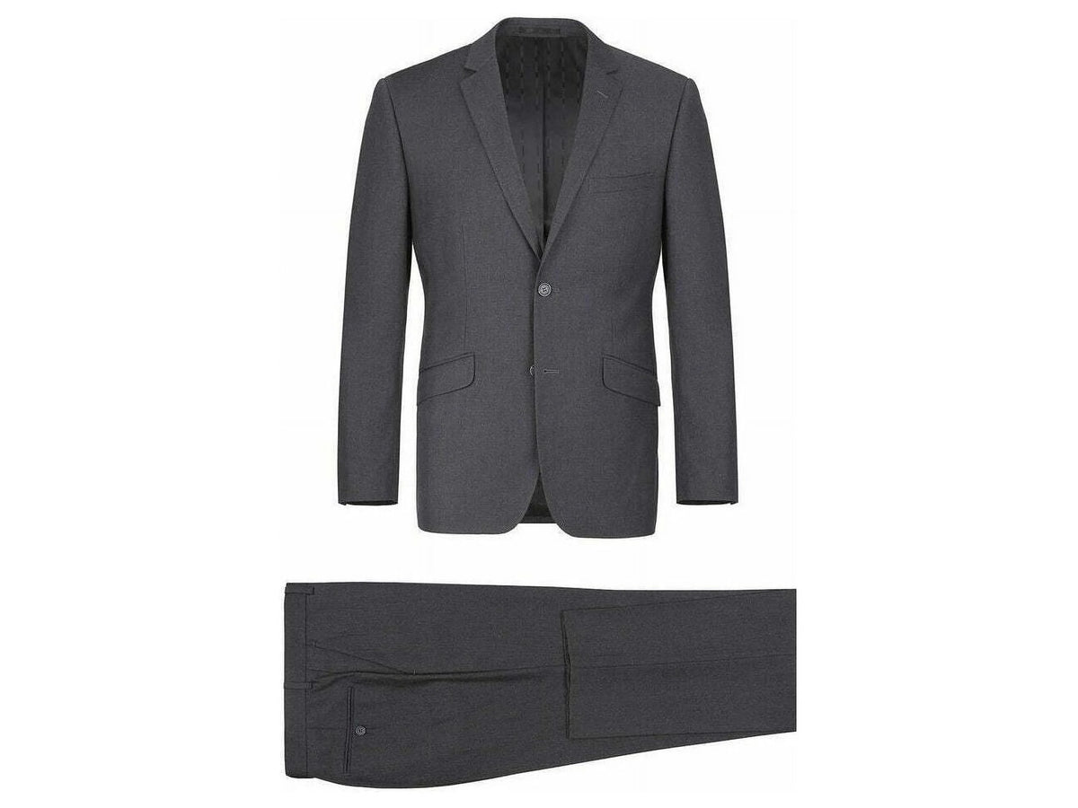 Charcoal Gray Solid Two Button Slim Fit Suit N379643