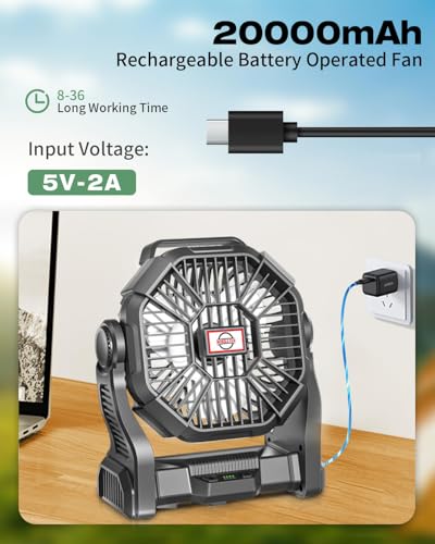 Portable Rechargeable Camping Fan with LED Lights K660567
