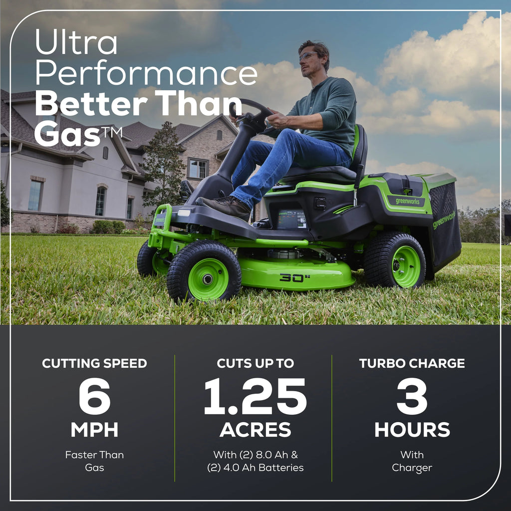 60V 30” Riding Lawn Tractor with Batteries & Charger G566744