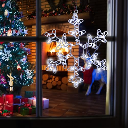 Battery Powered Snowflake Shaped LED Window Lights L2764