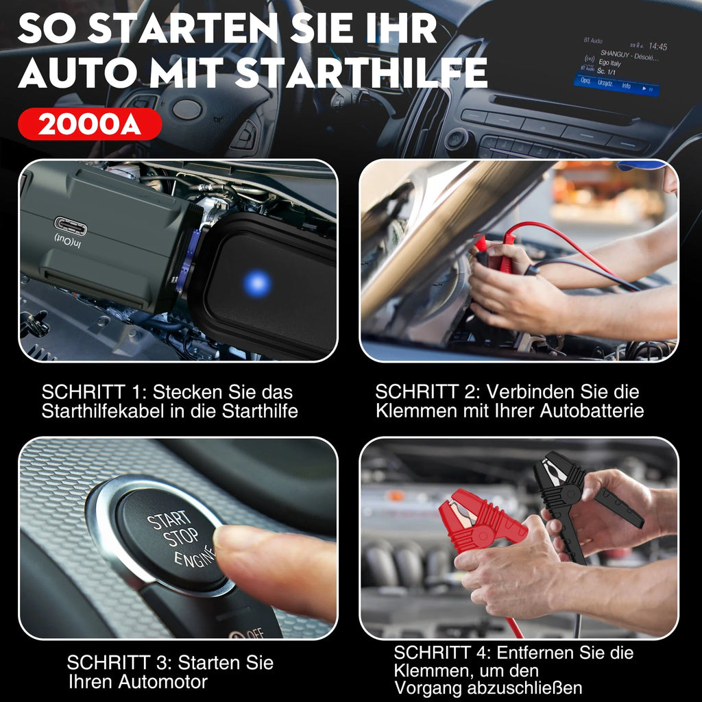 2000A Peak 18000mAh 12V Car Jump Starter with LED Light G9528