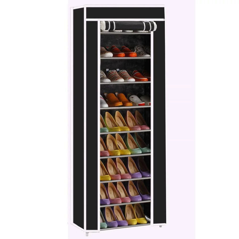 10 Tiers 9 Lattices Shoe Rack Storage Organizer Black P885