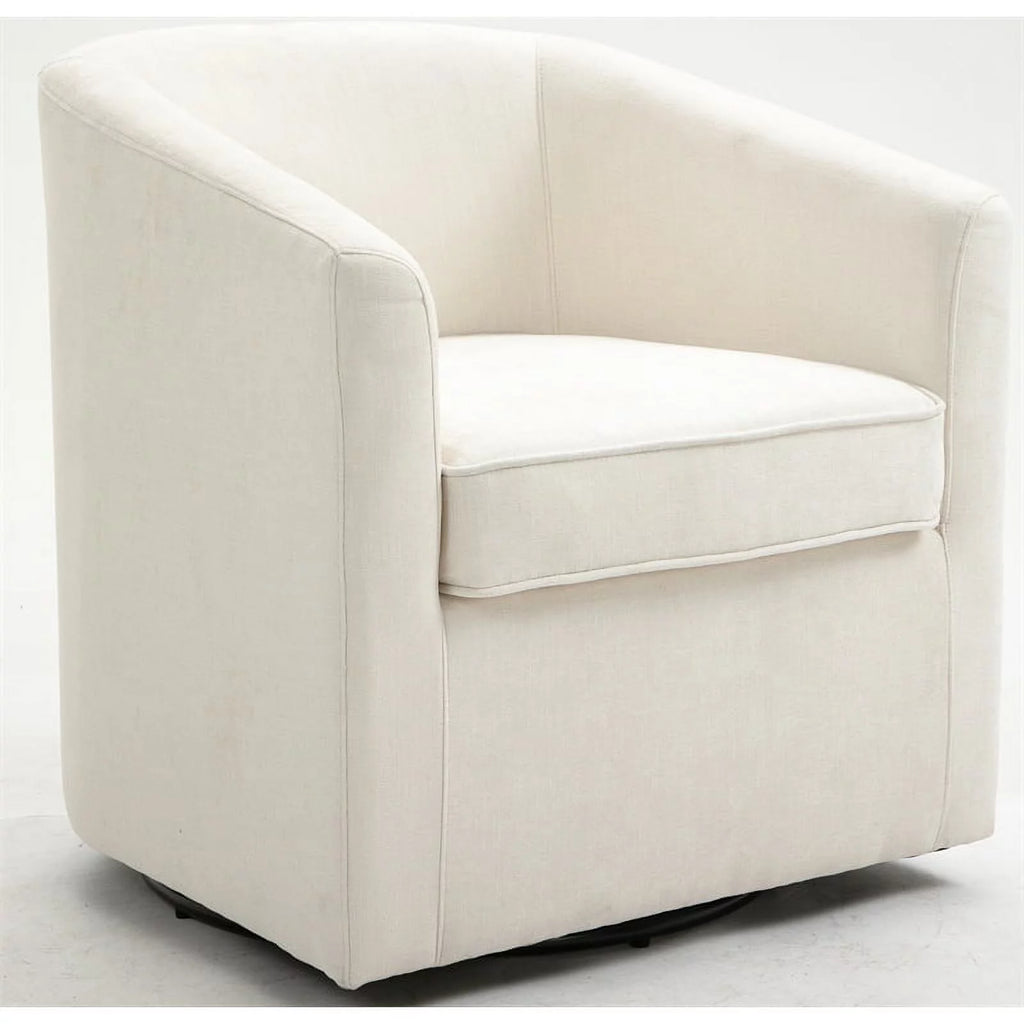 Beige Wood Swivel Upholstered Accent Chair D644