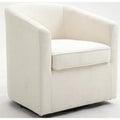 Beige Wood Swivel Upholstered Accent Chair D644