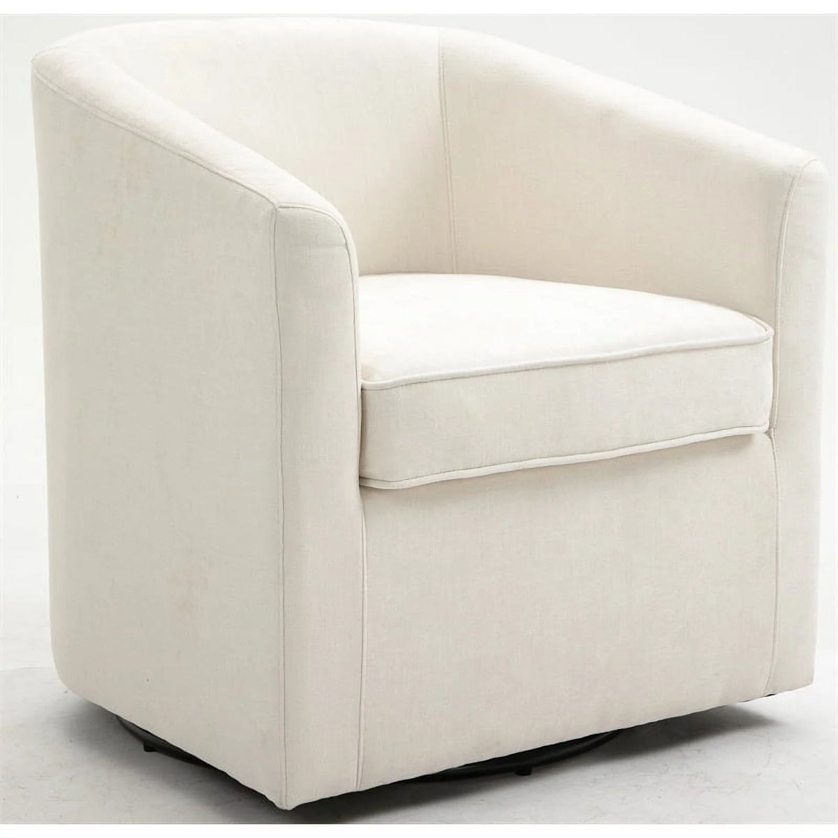 Beige Wood Swivel Upholstered Accent Chair D644