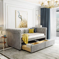 Grey Upholstered Daybed with Storage Drawers D85728