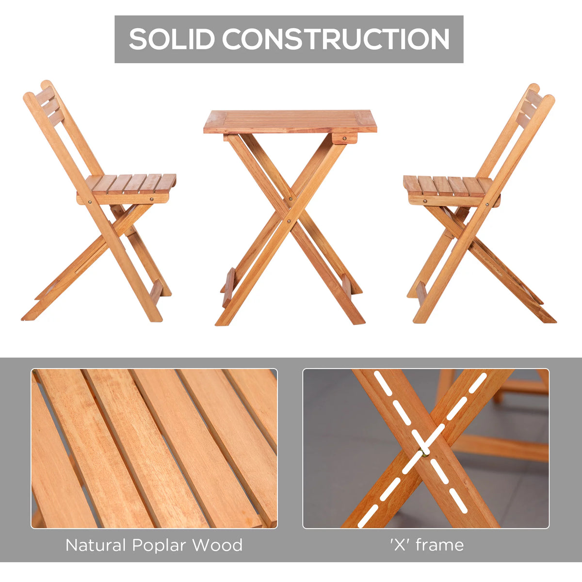 3 Piece Wooden Patio Bistro Set D6491