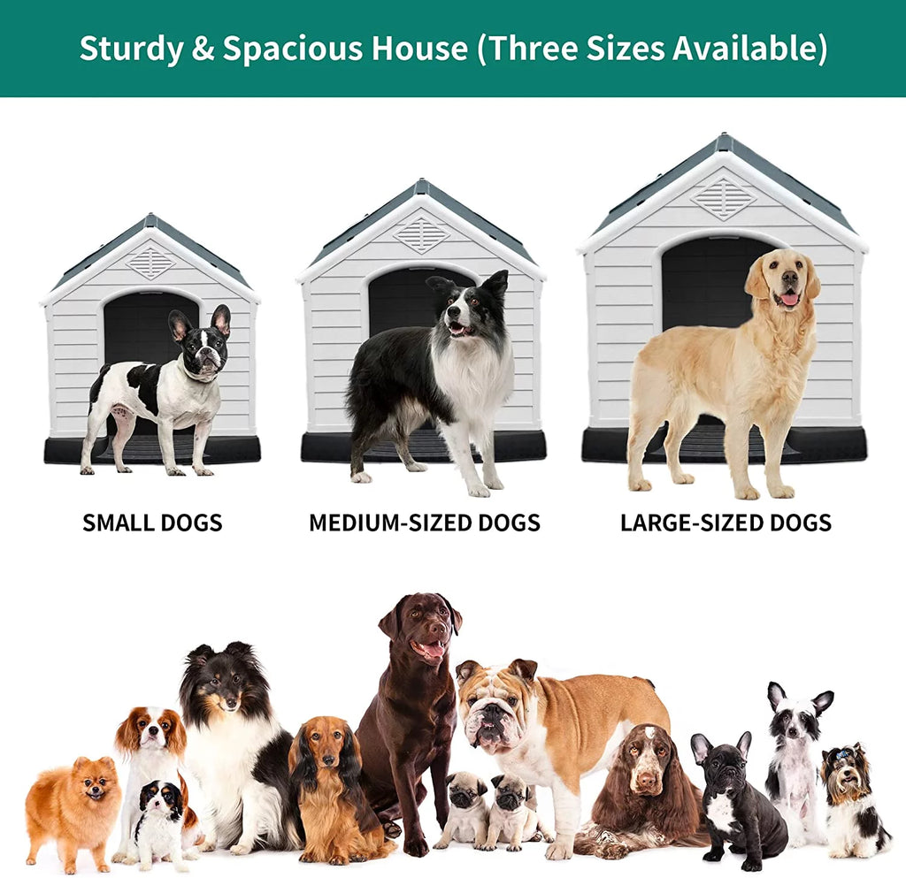 Large Plastic Dog House with Air Vents and Elevated Floor U23575