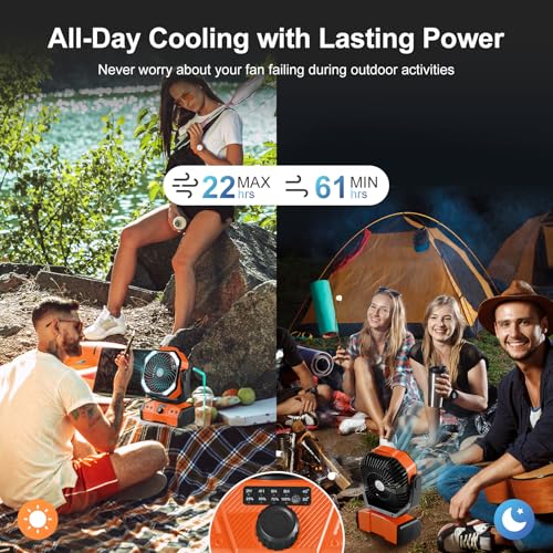 40000mAh Orange Camping Fan with LED Light M5895
